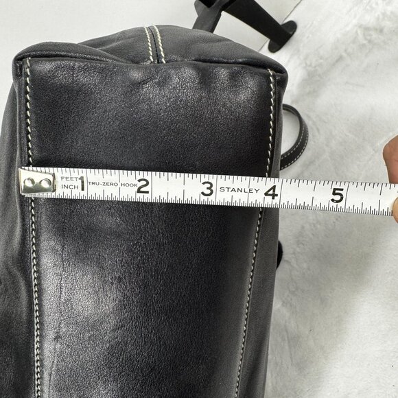 Ralph Lauren RLL Black Smooth Leather Front Flap Shoulder Bag Double Strap Class - Picture 7 of 16